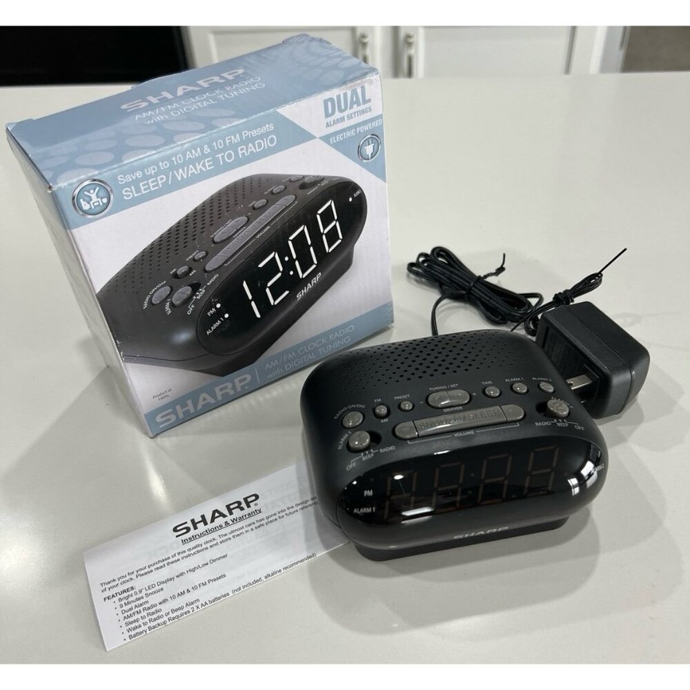 Sharp Digital Dual Alarm Clock with AM/FM Radio.